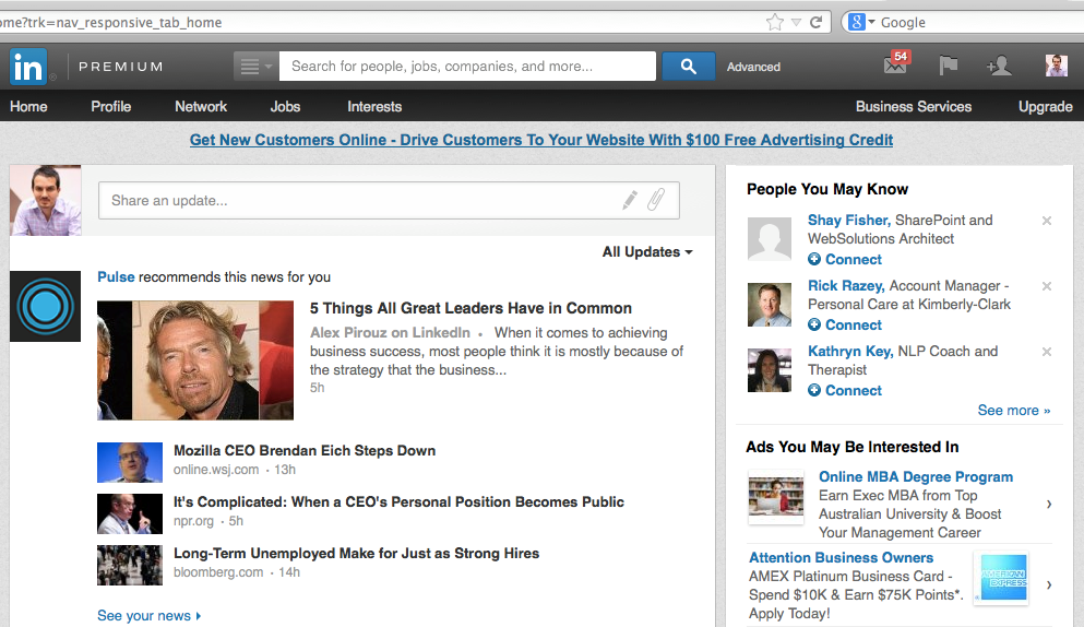 LinkedIn Homepage