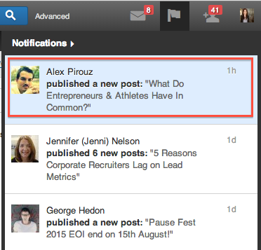 LinkedIn notifications